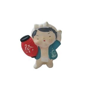 Mitsukoshi Hakata Boy with Festival Lantern Ceramic Statue Figurine Toy Japan